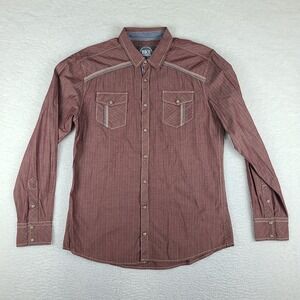 Buckle Snap Shirt Mens Large Red Athletic Fit BKE Western Button Up